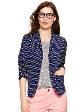 Gap Academy Blazer Navy Polka Dot | Preppy Tailored Jacket | Size S